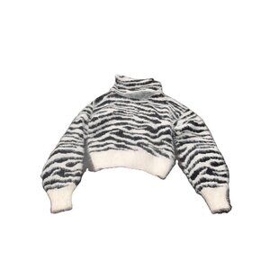 Women’s Kayla’s Armoire Zebra Print Fluffy Turtle Neck Sweater Medium/large